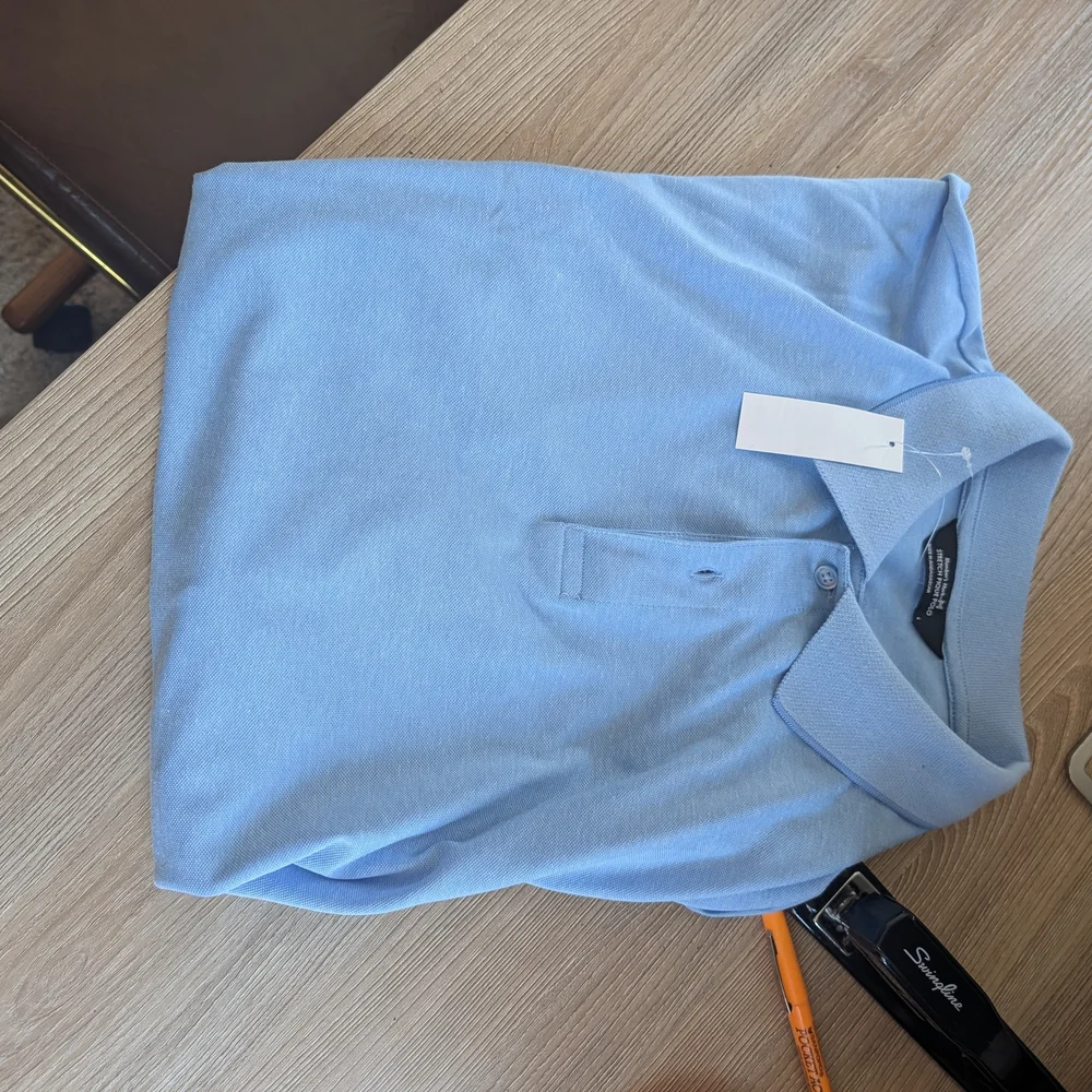 Light Blue Stretch Pique Polo Shirt - Men's - Picture 2 of 2